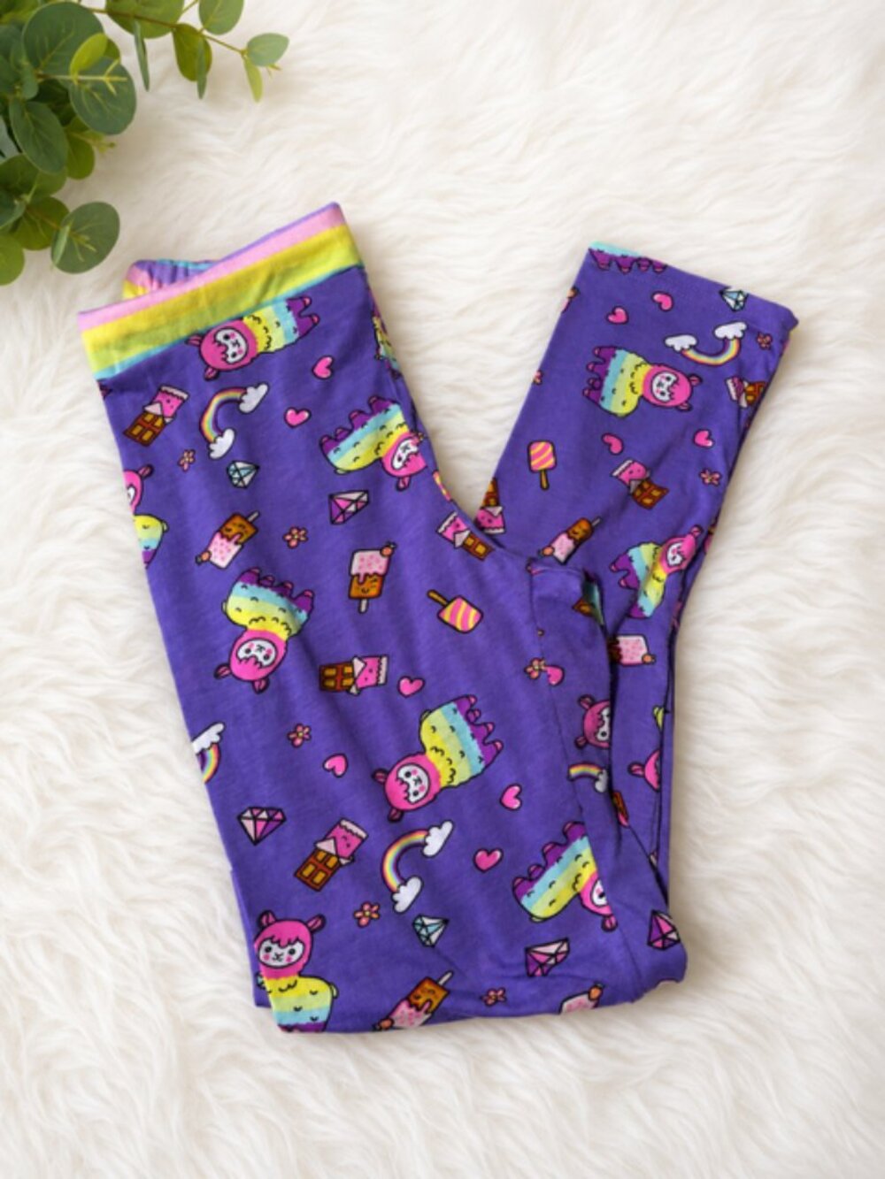 Imagine Childrenswear Rainbow Llama Pajama Pants – XL